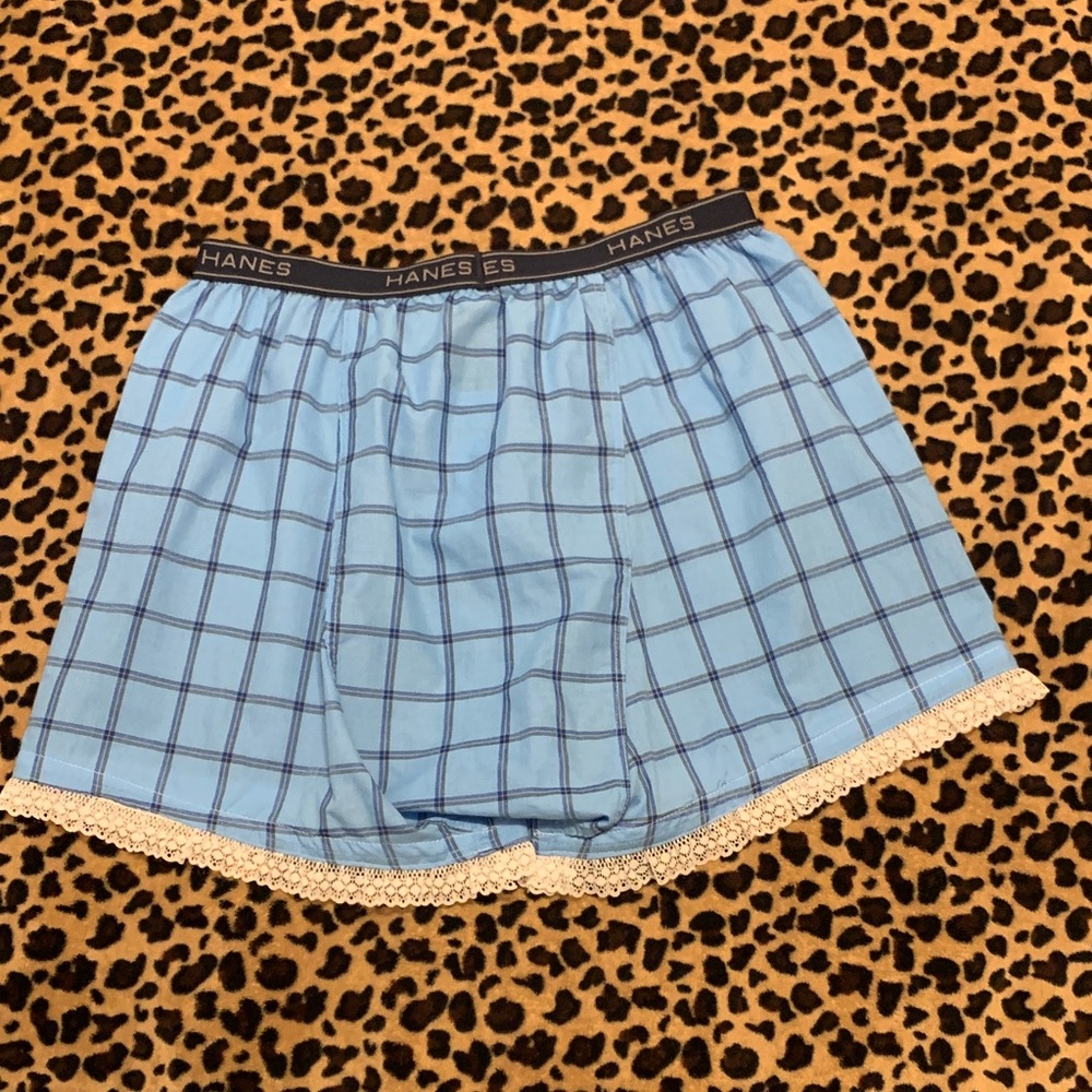 THROWBACK STYLE NEW Specialty Sewn Men’s Hanes Boxers Adorned W/Lace for Women